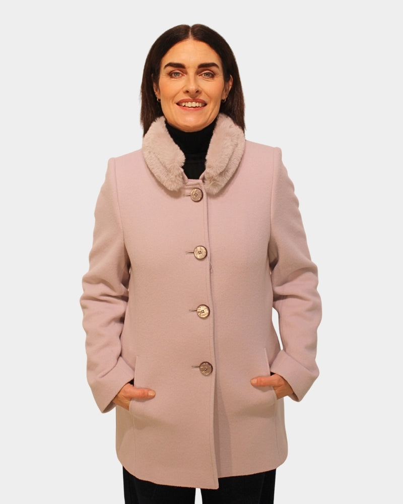 High Collar Coat - Mushroom