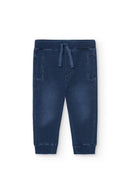 Fleece Denim Trousers - Blue
