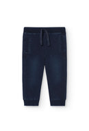 Fleece Denim Trousers - Dark Blue