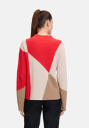 Graphic High Neck Jumper - Patch Red/nature