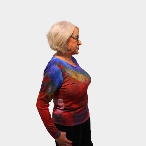Abstract V Neck Jumper - Print