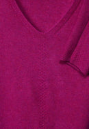 V-Neck Sweater - Purple/pink Melange