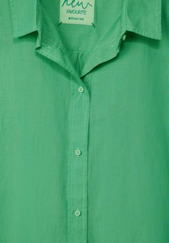 Striped Shirt Collar Blouse - Fresh Spring Green