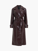 Athene Criunkle Pu Trench Coat - Dark Cherry Liqueur