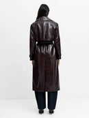 Athene Criunkle Pu Trench Coat - Dark Cherry Liqueur