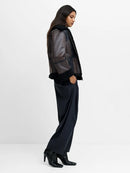 Camry Suede Faux Shearling Jacket - Brown