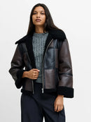 Camry Suede Faux Shearling Jacket - Brown