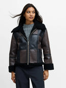 Camry Suede Faux Shearling Jacket - Brown