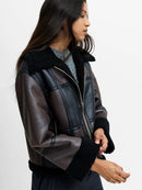 Camry Suede Faux Shearling Jacket - Brown