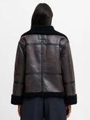Camry Suede Faux Shearling Jacket - Brown
