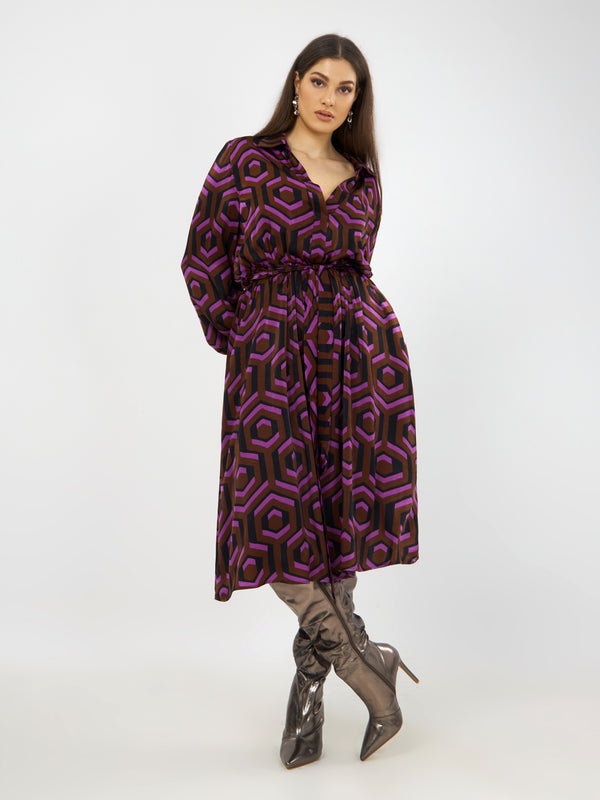 MAGENTA PRINT DRESS - Magenta