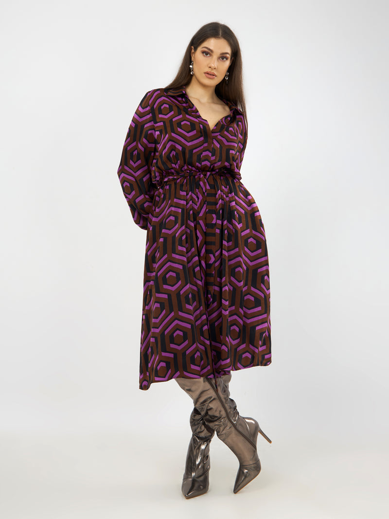 MAGENTA PRINT DRESS - Magenta