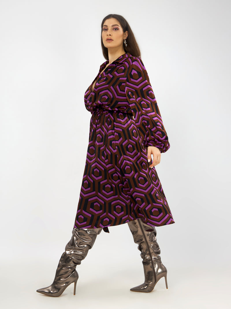 MAGENTA PRINT DRESS - Magenta