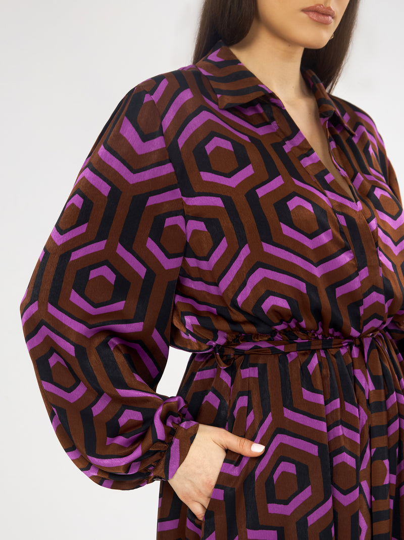 MAGENTA PRINT DRESS - Magenta