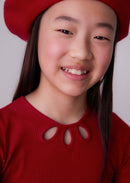 Long Sleeve Ribbed Shirt - Red