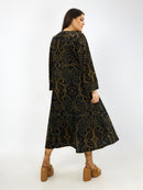 PRINTED BELL SLEEVE DRESS - Green