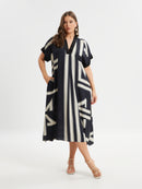 BLACK AND BEIGE STRIPE DRESS - Black/beige