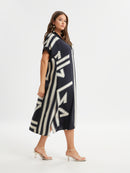 BLACK AND BEIGE STRIPE DRESS - Black/beige