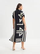 BLACK AND BEIGE STRIPE DRESS - Black/beige