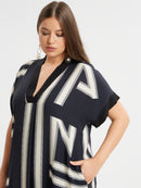 BLACK AND BEIGE STRIPE DRESS - Black/beige