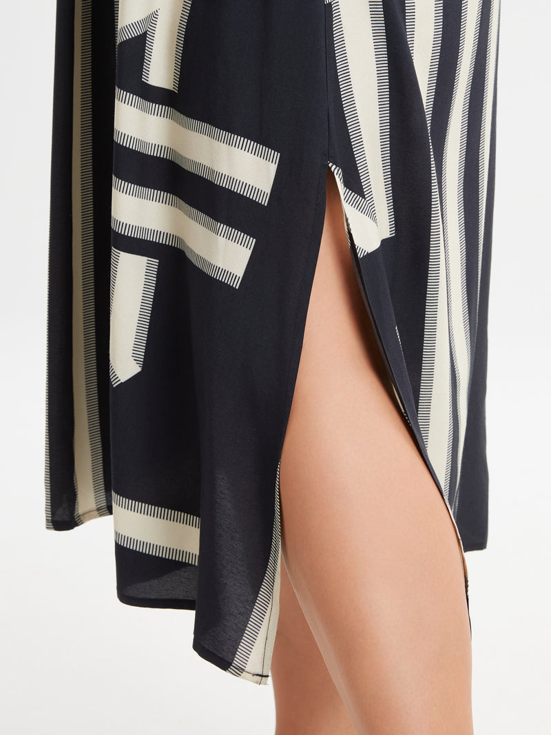 BLACK AND BEIGE STRIPE DRESS - Black/beige
