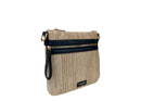 Straw Zip Top Crossbody - Navy