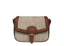 Straw Half Flap Shoulder Bag - Cognac
