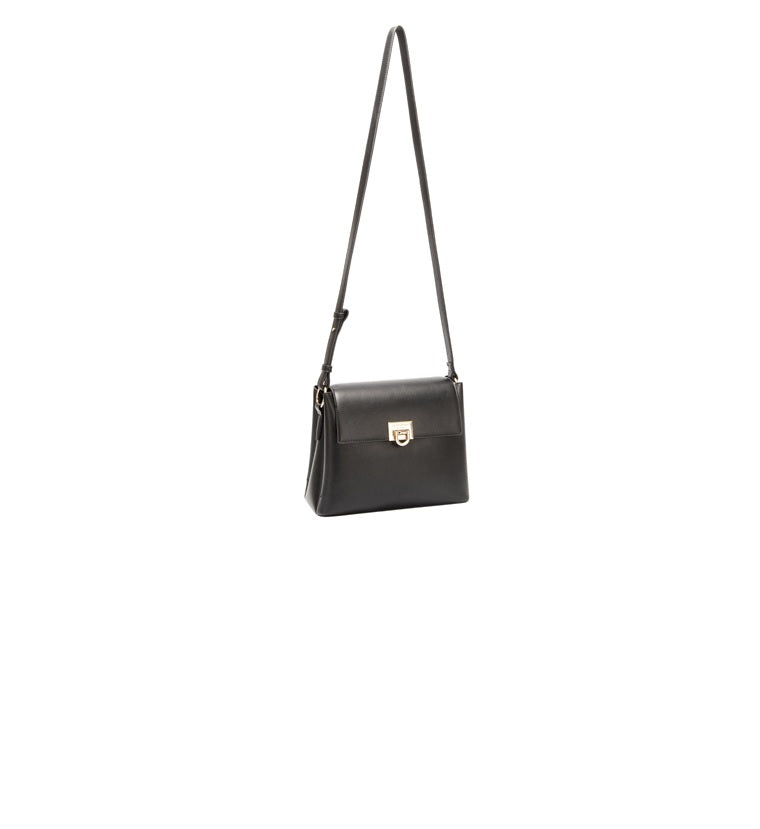 Half Flap Shoulder Bag - Black