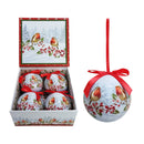 Set of 4 Baubles Gift Boxed - 2 Robins
