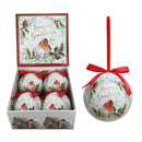 Set of 4 Baubles Gift Boxed - Christmas Robin Scene