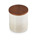 Large Stoneware Storage Jar With Wooden Lid 1.1L - Meringue