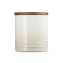 Large Stoneware Storage Jar With Wooden Lid 1.1L - Meringue