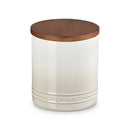 Large Stoneware Storage Jar With Wooden Lid 1.1L - Meringue