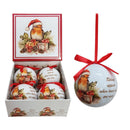 Set of 4 Baubles Gift Boxed - Robin & Message