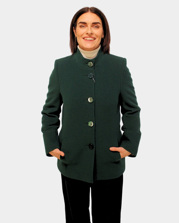 Short Mandarin Coat - Bottle Green