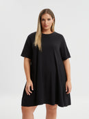 Plain short sleeve pocket tunic - Black