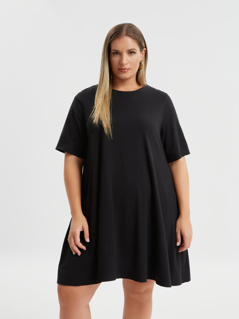 Plain short sleeve pocket tunic - Black