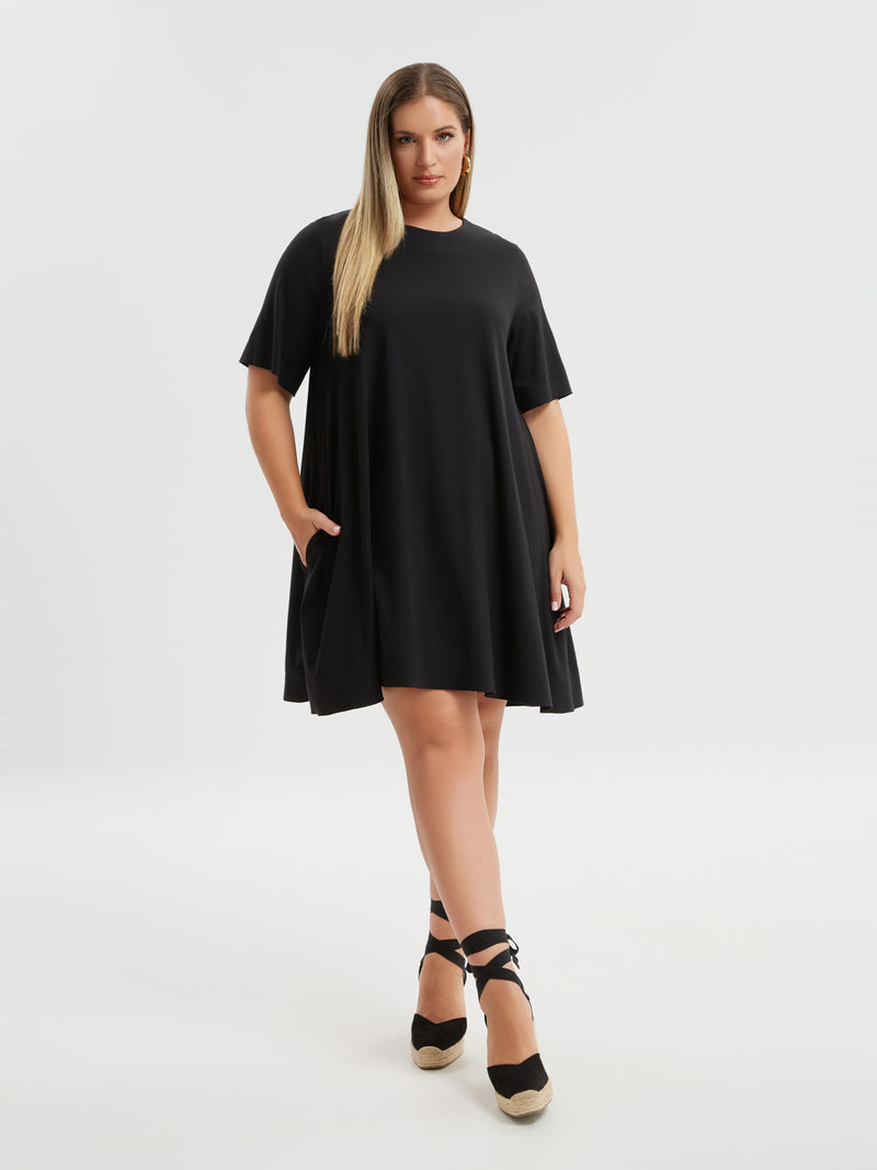 Plain short sleeve pocket tunic - Black