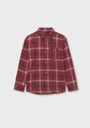 Plaid Long Sleeve Shirt - Blackberry