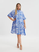 DRESS/TUNIC BLUE PRINT - Blue/white