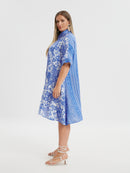 DRESS/TUNIC BLUE PRINT - Blue/white