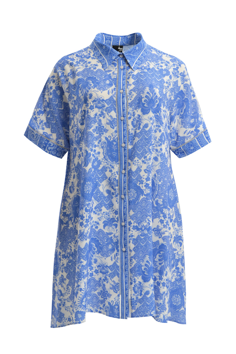 DRESS/TUNIC BLUE PRINT - Blue/white