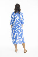 ESCAPE LINEN DRESS - Blue/white
