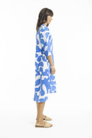ESCAPE LINEN DRESS - Blue/white