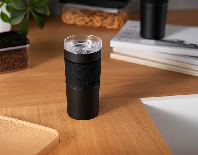 Travel Mug 0.35L with Clear Lid - Black