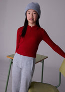 Long Sleeve Knit Polo - Red