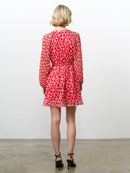 Poppy Emina Pleated Sleeve Dress - Red Multi