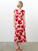 Poppy Lizzie Front Twist Dress - Red Multi