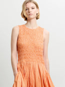Alexis Cotton Midi Dress - Tangerine/cream