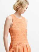 Alexis Cotton Midi Dress - Tangerine/cream